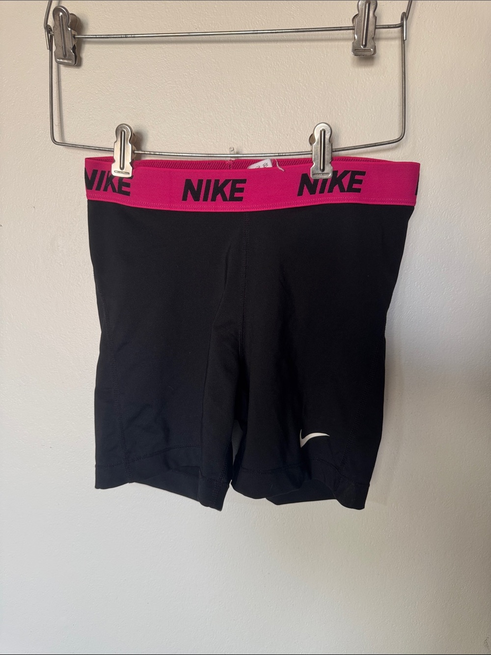 Nike Black Bike Shorts with Pink Logo Waistband